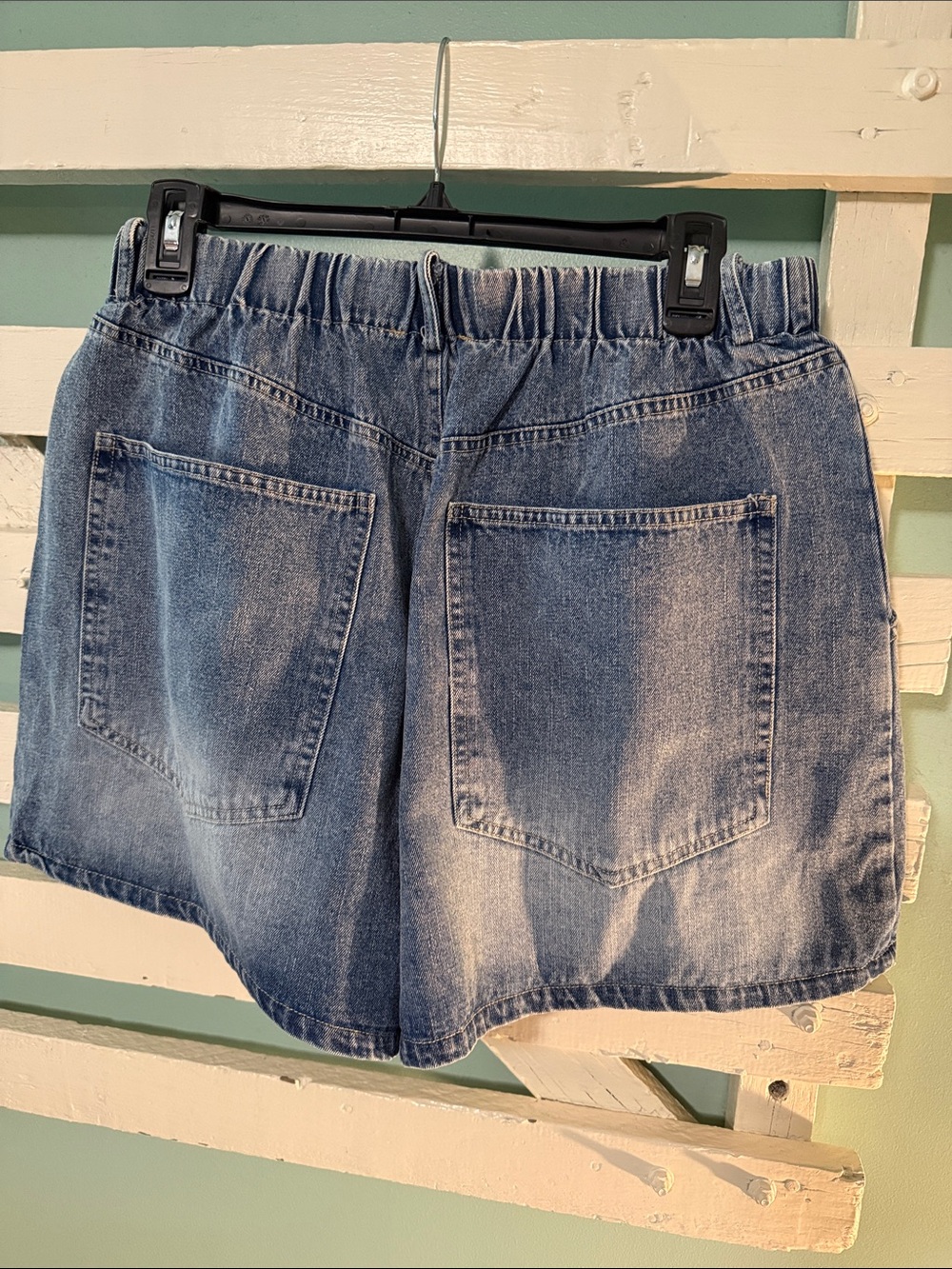 Mustard Seed High-Rise Gathered Waist Denim Shorts - Picture 3 of 3